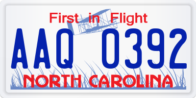 NC license plate AAQ0392