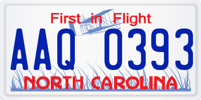 NC license plate AAQ0393