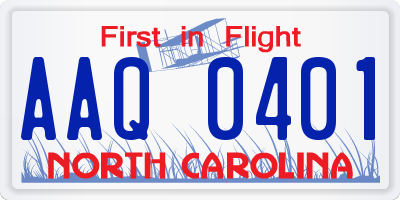 NC license plate AAQ0401