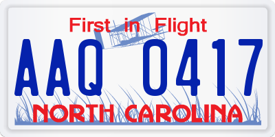 NC license plate AAQ0417