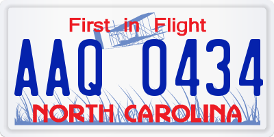 NC license plate AAQ0434