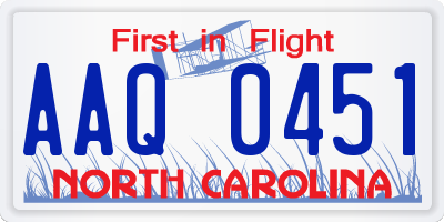 NC license plate AAQ0451