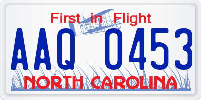 NC license plate AAQ0453