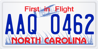 NC license plate AAQ0462