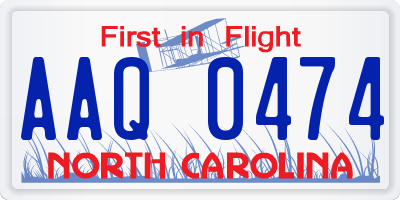 NC license plate AAQ0474
