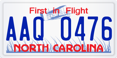 NC license plate AAQ0476