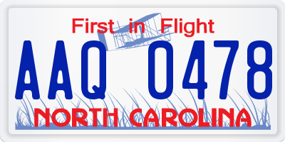 NC license plate AAQ0478