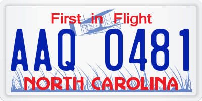 NC license plate AAQ0481