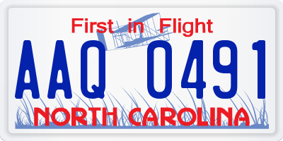 NC license plate AAQ0491