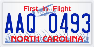 NC license plate AAQ0493