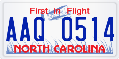 NC license plate AAQ0514