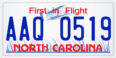 NC license plate AAQ0519