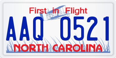 NC license plate AAQ0521