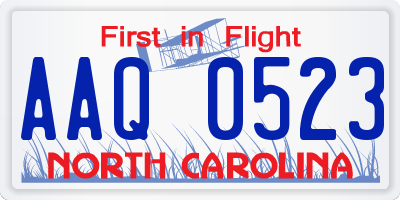 NC license plate AAQ0523
