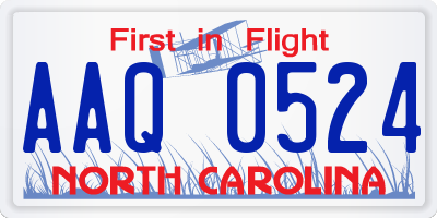 NC license plate AAQ0524