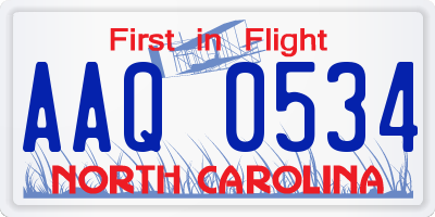 NC license plate AAQ0534