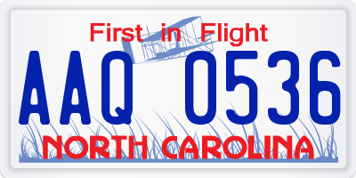NC license plate AAQ0536