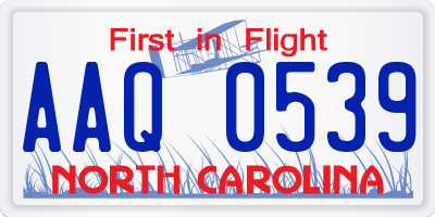 NC license plate AAQ0539