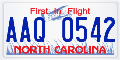 NC license plate AAQ0542