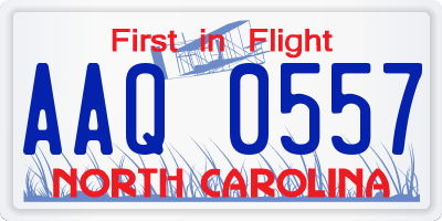NC license plate AAQ0557