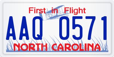 NC license plate AAQ0571