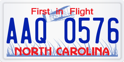 NC license plate AAQ0576