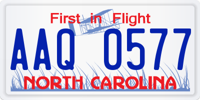 NC license plate AAQ0577