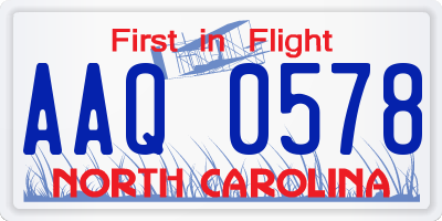 NC license plate AAQ0578