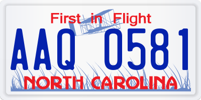 NC license plate AAQ0581