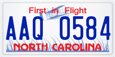 NC license plate AAQ0584