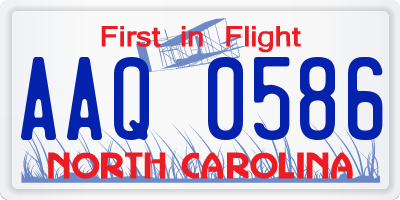 NC license plate AAQ0586