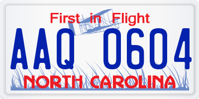 NC license plate AAQ0604