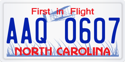 NC license plate AAQ0607