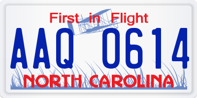 NC license plate AAQ0614