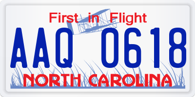 NC license plate AAQ0618