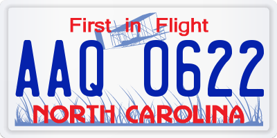 NC license plate AAQ0622