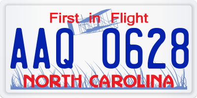 NC license plate AAQ0628