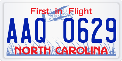 NC license plate AAQ0629