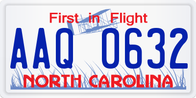 NC license plate AAQ0632