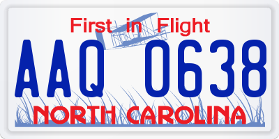 NC license plate AAQ0638