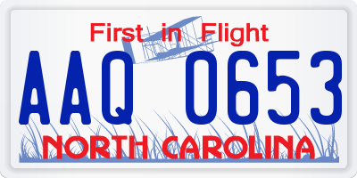 NC license plate AAQ0653