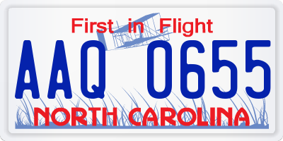 NC license plate AAQ0655