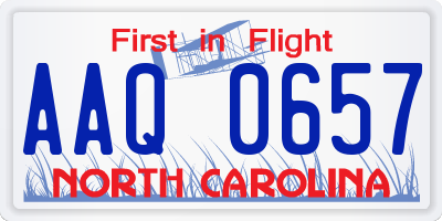 NC license plate AAQ0657
