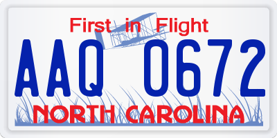 NC license plate AAQ0672
