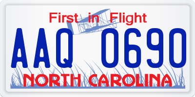 NC license plate AAQ0690