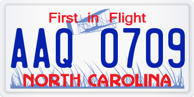 NC license plate AAQ0709