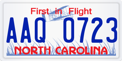 NC license plate AAQ0723