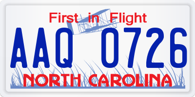 NC license plate AAQ0726