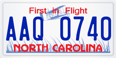 NC license plate AAQ0740