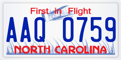 NC license plate AAQ0759